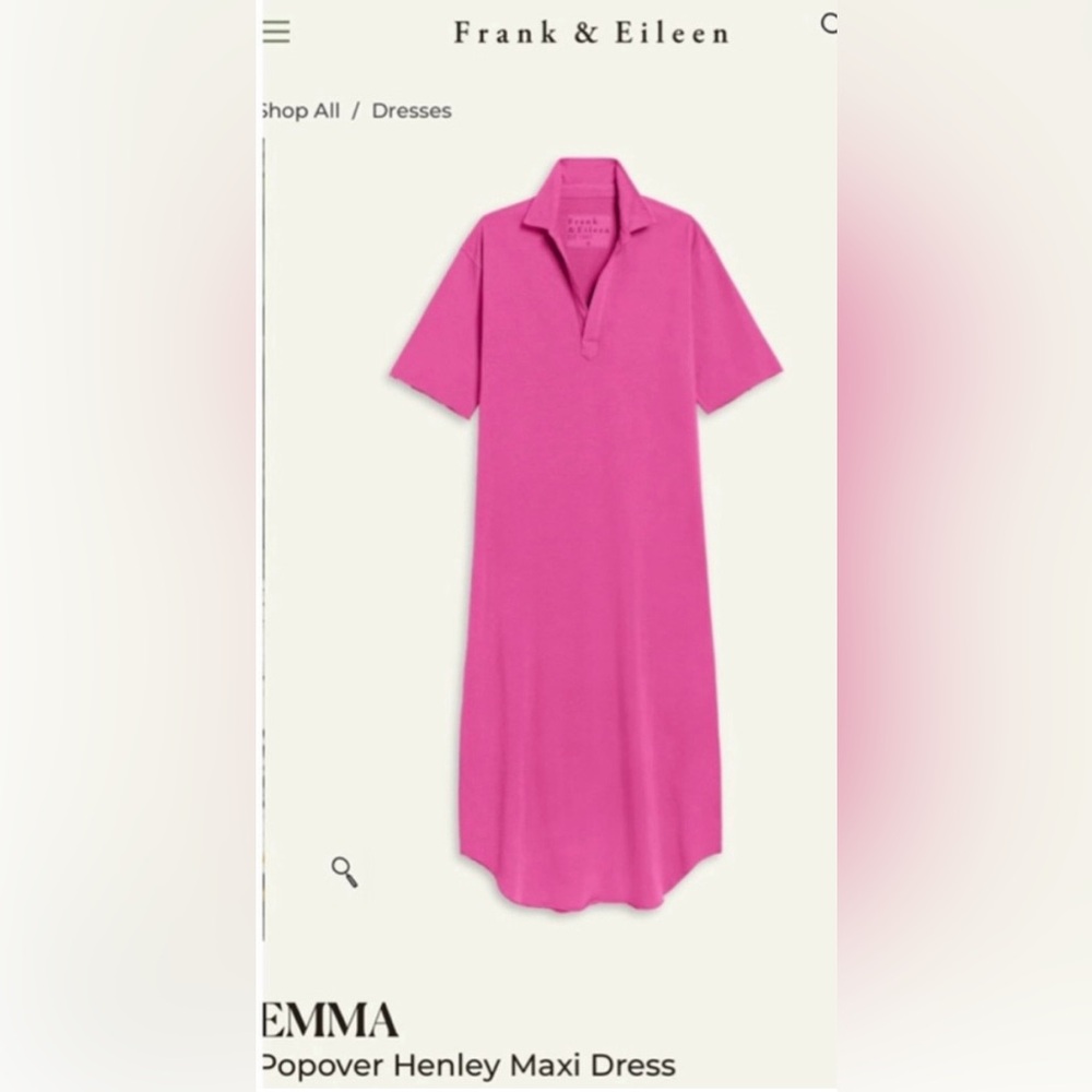 New Frank & Eileen Emma Popover Henley Maxi Dress Pink Size L - Picture 2 of 11
